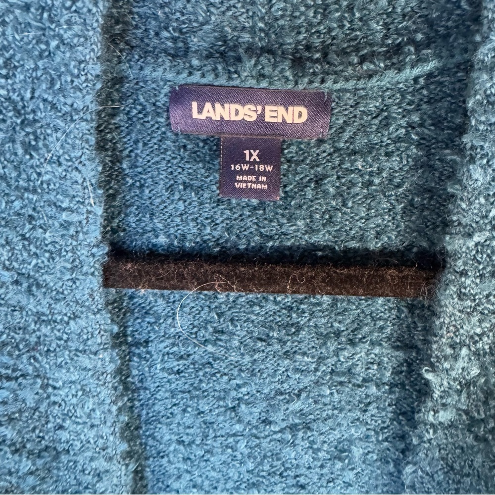 Lands End Woman’s Teal Open Cardigan Size 1X - Picture 2 of 7